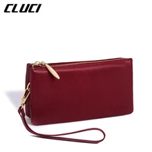 CLUCI Women’s Wallets Luxury Real Genuine Leather High Capacity Fashion Wristlets Purse Cellphone Holder Clutch Standard Wallet