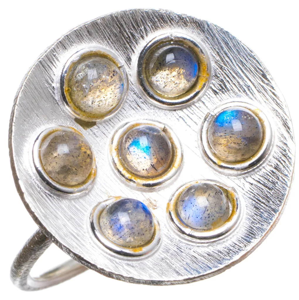 

Natural Labradorite Handmade Unique 925 Sterling Silver Ring, US size 6.75 X2495