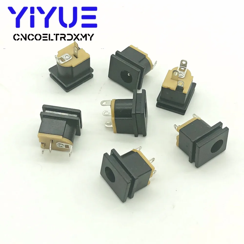 10Pcslot DC Power Socket DC-015 Jack 5.5-2.1 MM Square Panel Mounting 5.5X2.1mm (3)