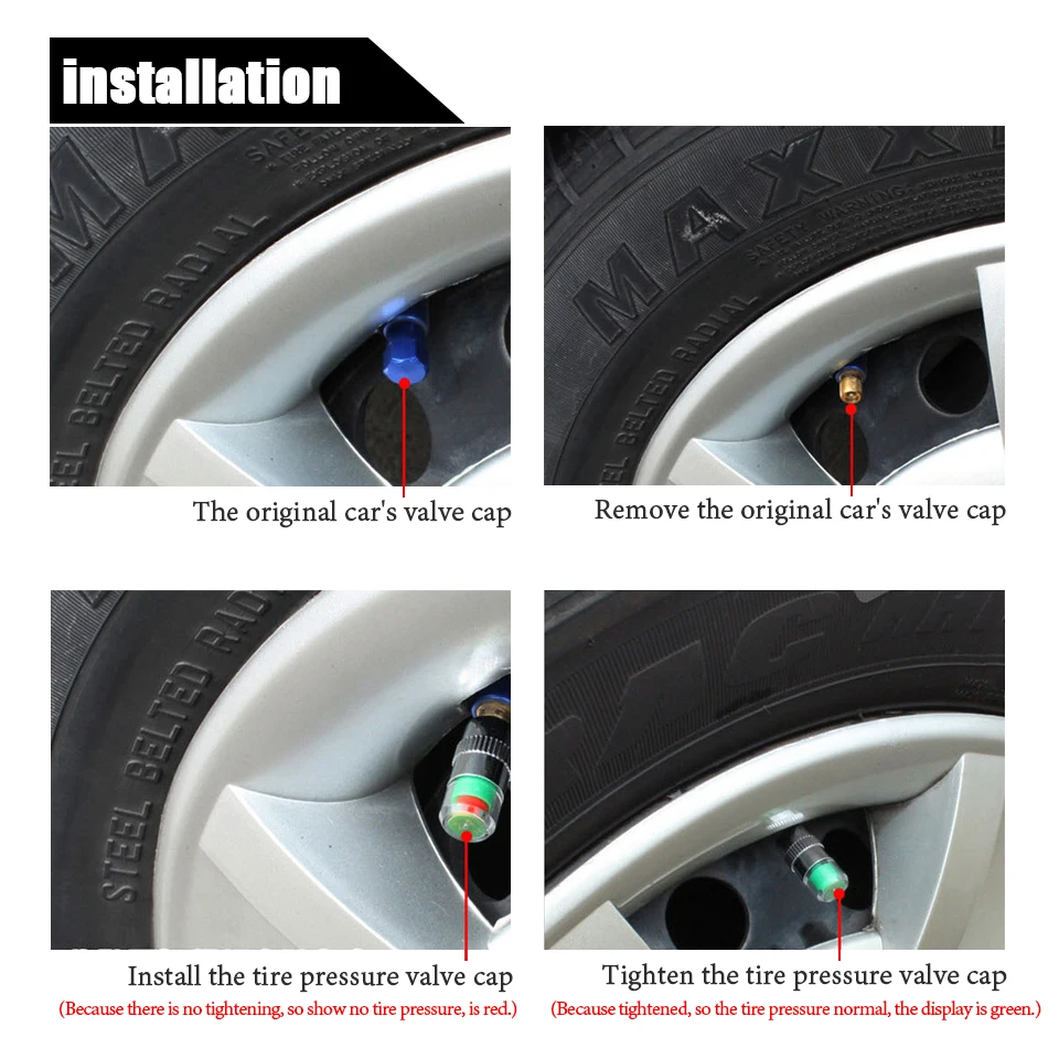 4 шт., манометр для автомобильных шин, монитор, индикатор, мониторинг, колпачок, датчик, автомобильные колеса, шины, клапаны, диагностический инструмент, автомобильный Стайлинг