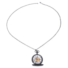 Ретро черный цветок полые механические карманные часы для мужчин сталь стимпанк уникальные женские мужские Fob карманные часы на цепочке