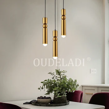 Brass Nordic Pendant Lamp Modern Kitchen Lamp Dining Room Bar Counter Shop Pipe Pendant Down Tube LED Lights office lamps fashion personality nordic modern pendant lights minimalist dining room single industrial wind bar pendant lamps za fg710