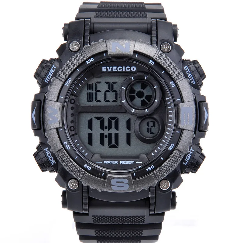 Luminous alarm clock led sports multifunctional large dial waterproof watches for child the trend of mens