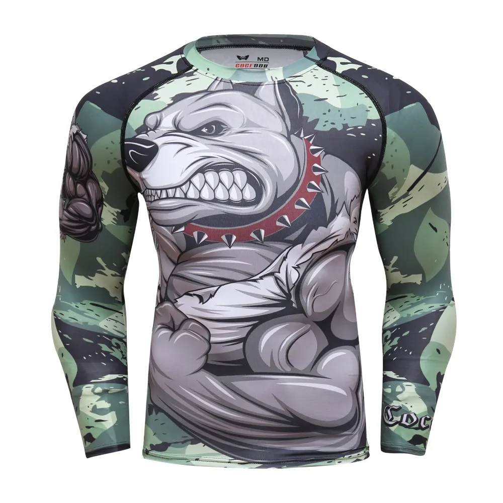

Compression Shirt Men Base Layer Long Sleeve Pit Bull 3D Print Thermal Under MMA Rashguard Tights Skin Man's T Shirt COCEDDB New