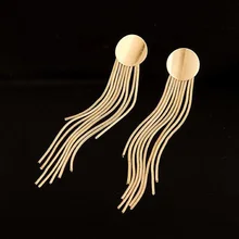 9 cm Women Metal Long Golden Silvery Plated Tassel Drop Dangle Earrings orecchini lunghi Elegant Jewelry