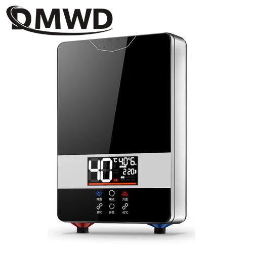 DMWD мгновенный безрезервуарный электрический водонагреватель кран для кухни быстрый нагрев кран Душ полив обогреватели ванная комната светодиодный дисплей - Цвет: black