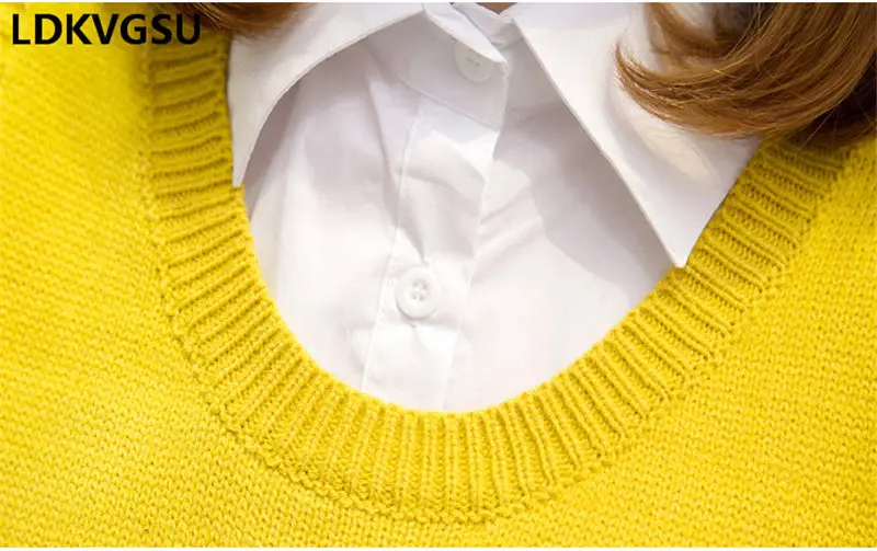 Sweater Vest Female Spring Autumn New Korean Students Large Size Was Thin Women Round Neck Hooded Knit Vest Is1617