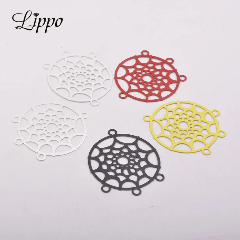 20//80PCS Filigree Flower Metal Slice Charms For Crafts Jewelry Making 28MM