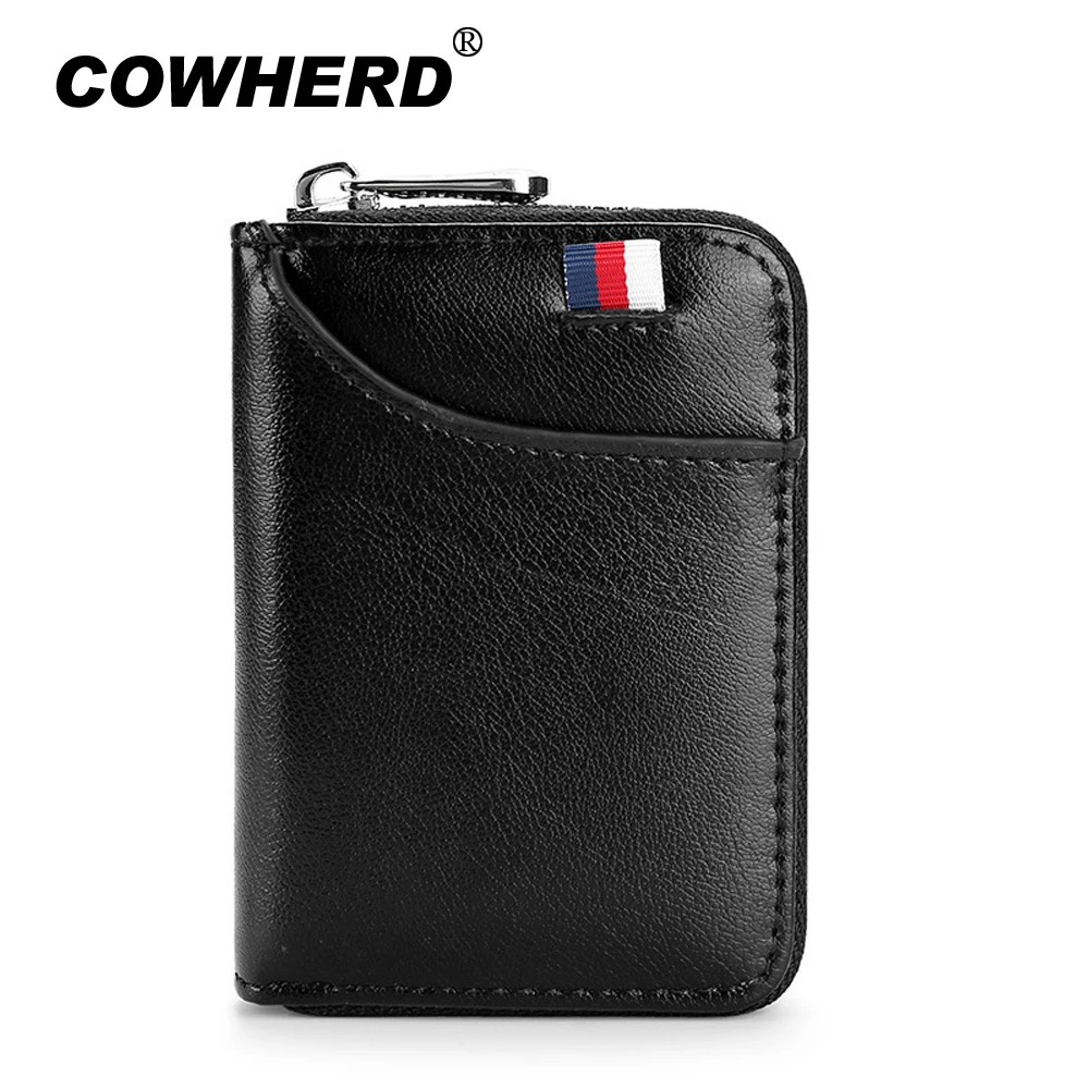

Men's Wallet Leather Credit Card ID Holder RFID Blocking Zipper Pocket New Slim Purse for Male Female Money Case for Men Women