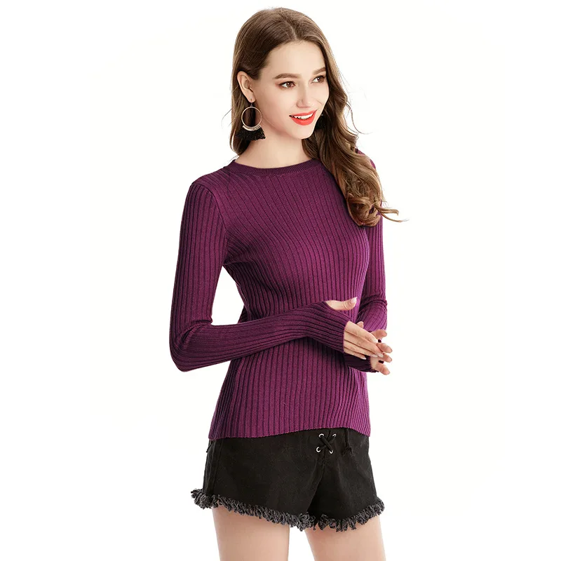 Women Pullovers Sweaters O-Neck Slim Bottoming Ladies Knitted Sweater 2018 Fashion High Elastic Female Jumper Shirts Female Tops