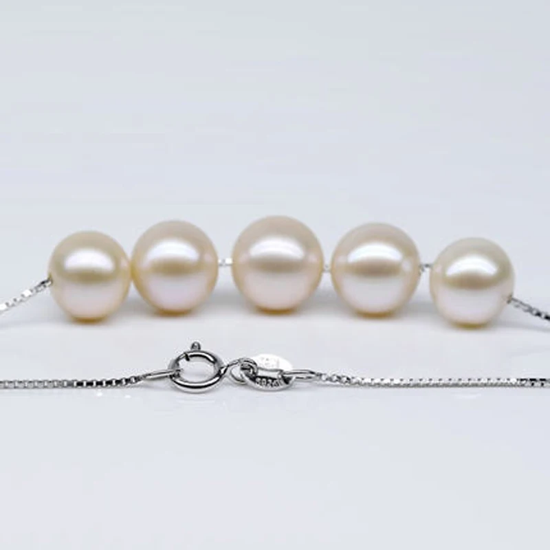 YIKALAISI 925 стерлингового серебра ювелирные изделия для жемчужное ожерелье для женщин жемчужные ювелирные изделия AAAA круг Подвески из натуральной жемчужины подарок