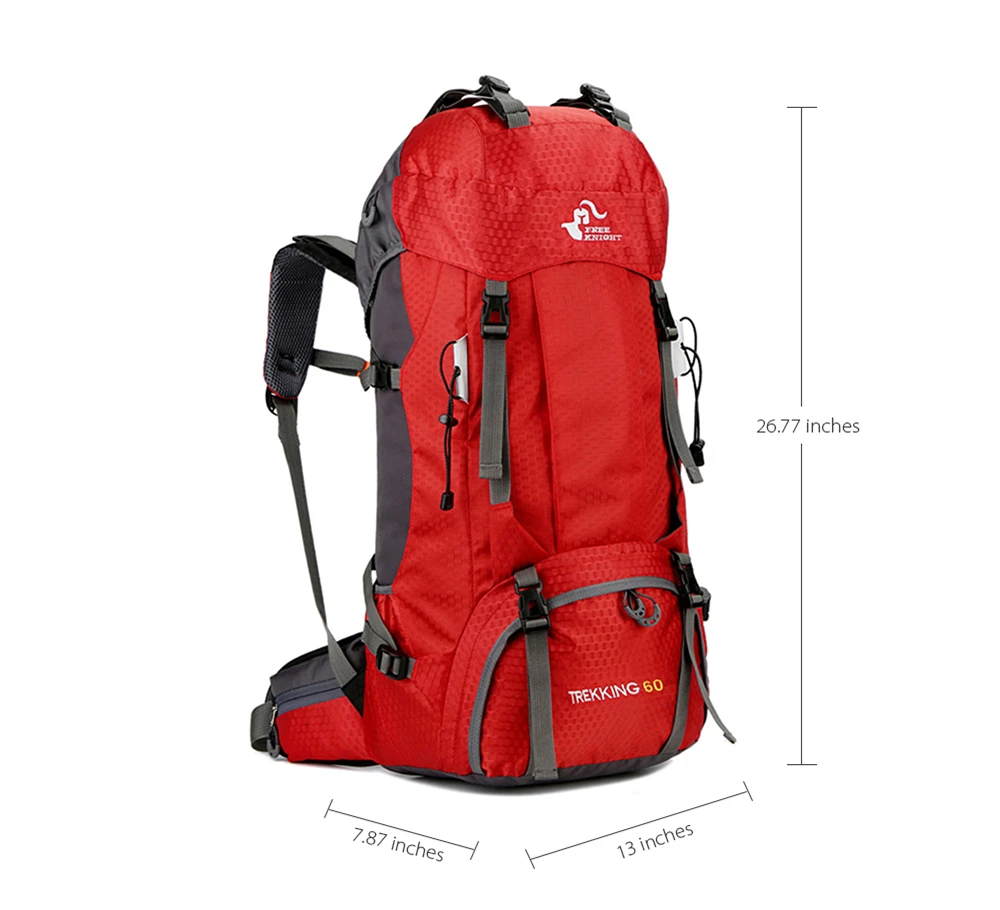 Бесплатный Рыцарь, 60л, походные рюкзаки для кемпинга, рюкзаки для альпинизма на открытом воздухе, спортивная сумка с дождевиком, Большой Вместительный рюкзак