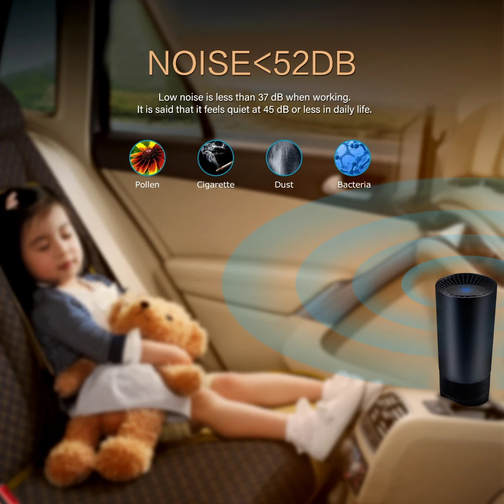  GIAHOL Mini Portable Intelliget Car Air Purifier USB HEPA Fresh Air Negative Ion Cleaner Oxygen Rem