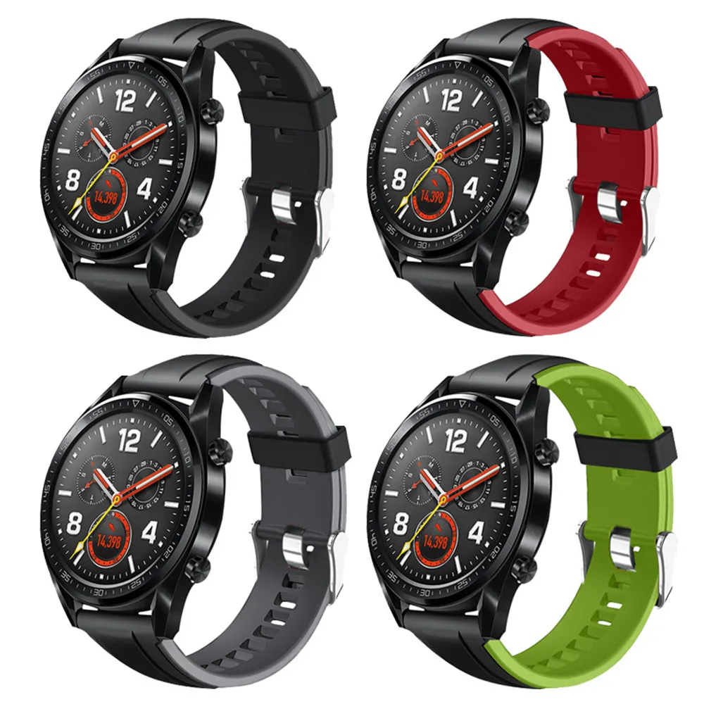 

Double Color Silicone Wrist Strap For Huawei Watch GT Band Sport Strap for Huawei Honor watch Magic/ Ticwatch pro Bracelet band