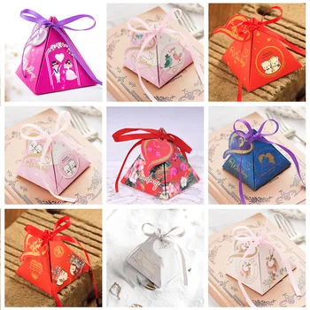 

Creative Gifts Box Baby Shower Favors Triangular Pyramid Wedding Candy Box Bomboniera Party Supplies Birthday Chocolate Box
