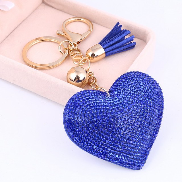 Heart Handmade Cute Bling Crystal keychain For Women Car Pendant Girl Statement Rhinestone Jewelry Bag Key Chains Ring