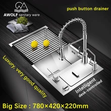 Кухонные раковины роскошные большие одной чаши раковина большая нержавеющая сталь утолщение современный прочный слот выше счетчик Undermount AC908