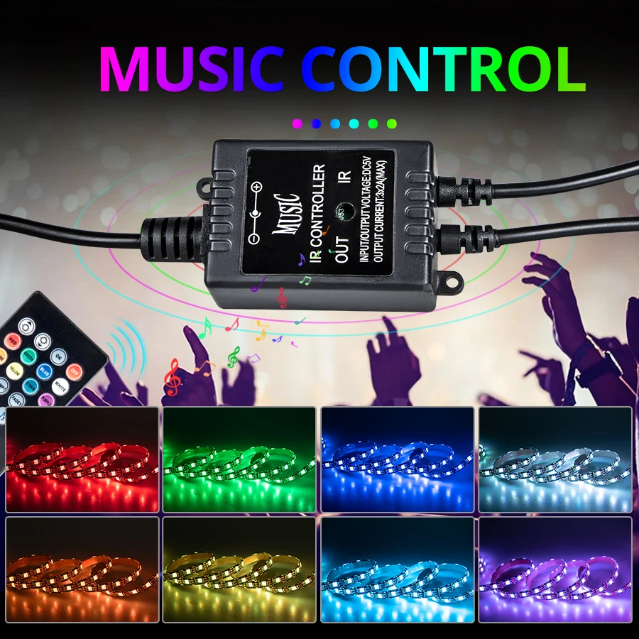 5 в USB ночник под кроватью лампа Водонепроницаемая Лента светодиодная лента RGB LED