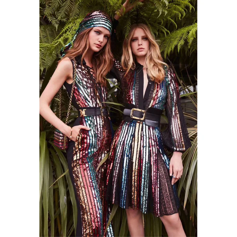 

New Arrival Fashion Hot Selling Chic Multicolor Sparking Party Women Dress Shining Sequin Dress Casual Clothes Vestido Wholesale