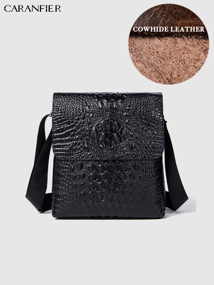 CARANFIER мужской портфель из натуральной воловьей кожи с пряжкой, дорожные сумки, деловые сумки через плечо, высококачественные мужские сумки