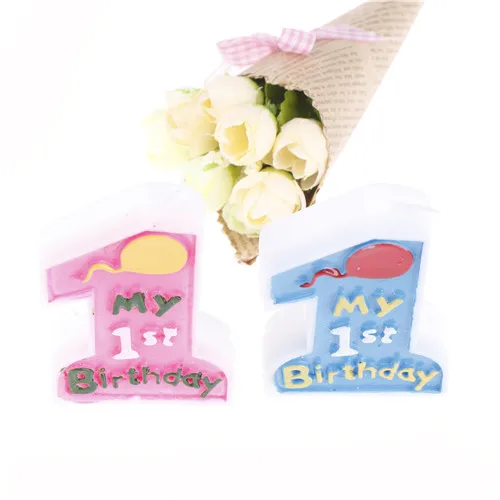 

9*6cm Hot Sale 2 Colors Kids Baby Birthday Party Party Supplies 1st Birthday Candle Cake Decoration Pattern