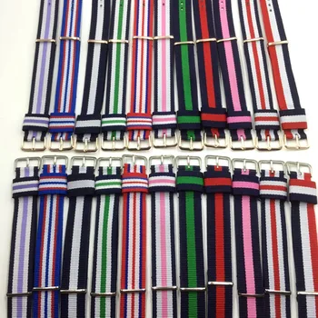 

New 14mm 18mm 20mm Army Sports nato fabric Nylon watchband Buckle belt For Daniel Wellington Band For James bond Men Watch Strap