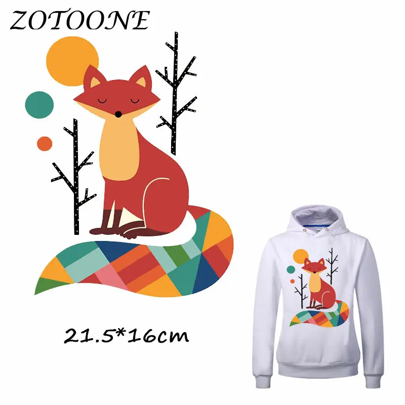 

ZOTOONE Iron on Patches for Clothes Heat Transfer Colorful Fox Patch Washable T Shirt Stickers for DIY Accessory Applique Kids C