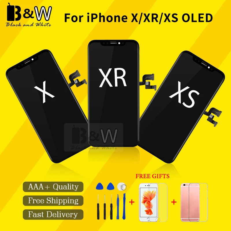 

Amoled For iPhone X XR XS LCD Assembly with Frame Replacement TFT/OLED Display LCD Digitizer Module 3D Touch Screen with Gift
