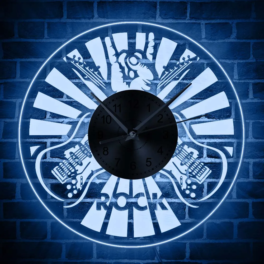 1Piece 12" Double Guitar Acrylic Decorative Wall Clock Handmade Gift