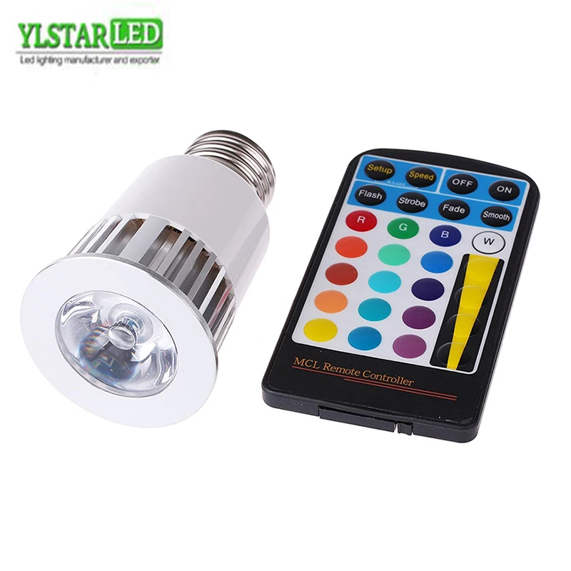 YLSTAR 5 Вт RGB лампа головной Интерфейс E27 прожектор светодиодный прожектор с разноцветными огнями RGB прожектор постоянная синхронная функция памяти