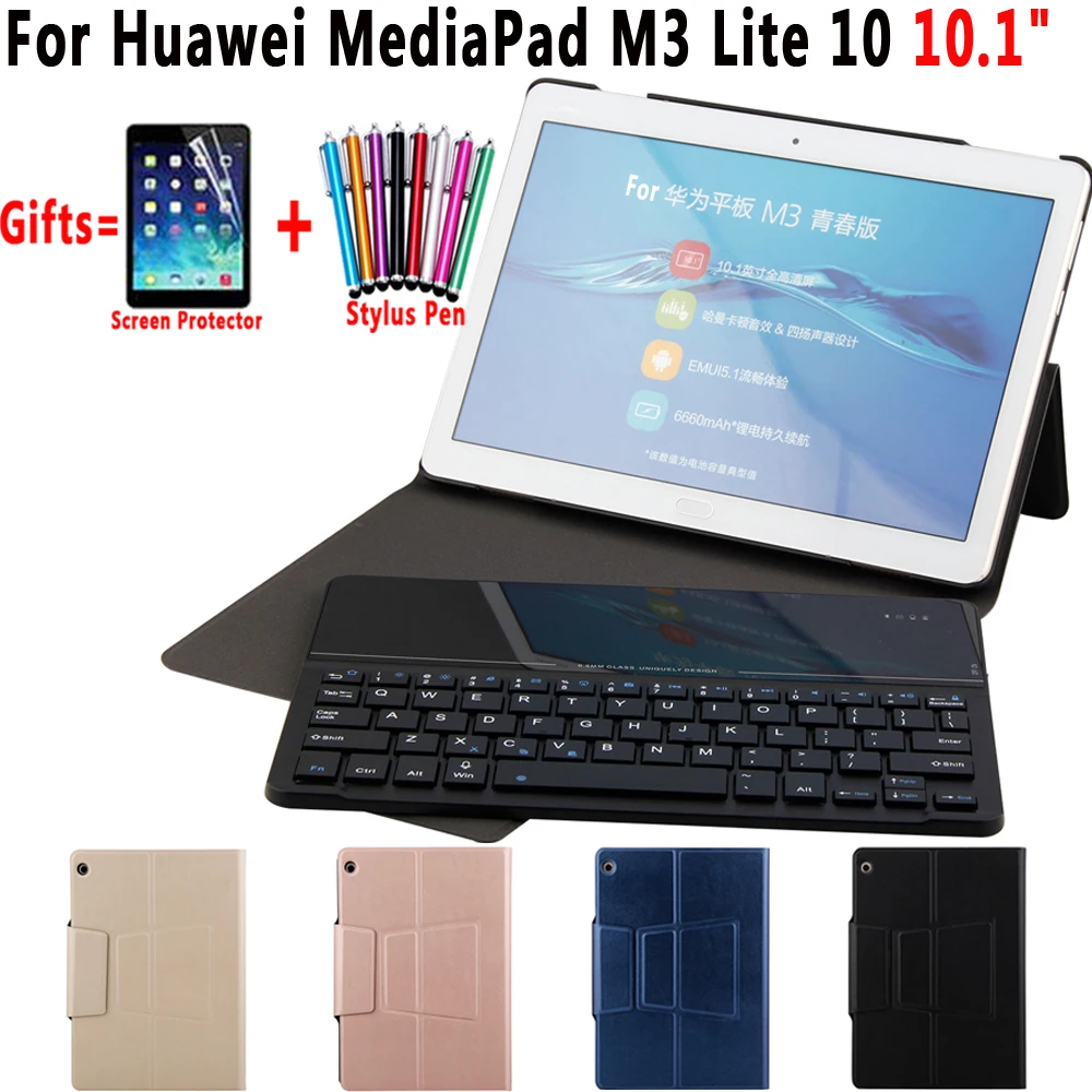 

Wireless Removeable Glass Mirror Bluetooth Keyboard Shell Cover Case for Huawei Mediapad M3 Lite 10 10.1 Coque Capa Funda