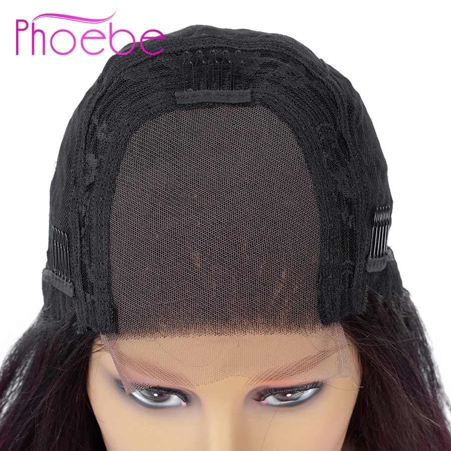Phoebe 1B/27 4x4 прямые Омбре Кружева Закрытие парик бразильские человеческие волосы