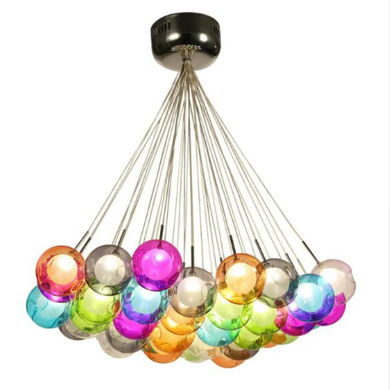 

Creative personality Pendant Lights coffee restaurant modern minimalist round colored glass ball bubble art WF408927