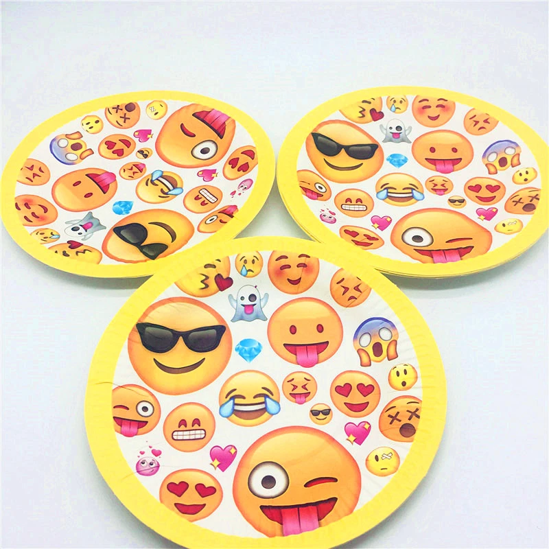 10 шт./партия тема emoji Дети Девочка Мальчик День рождения семья бумажная тарелка