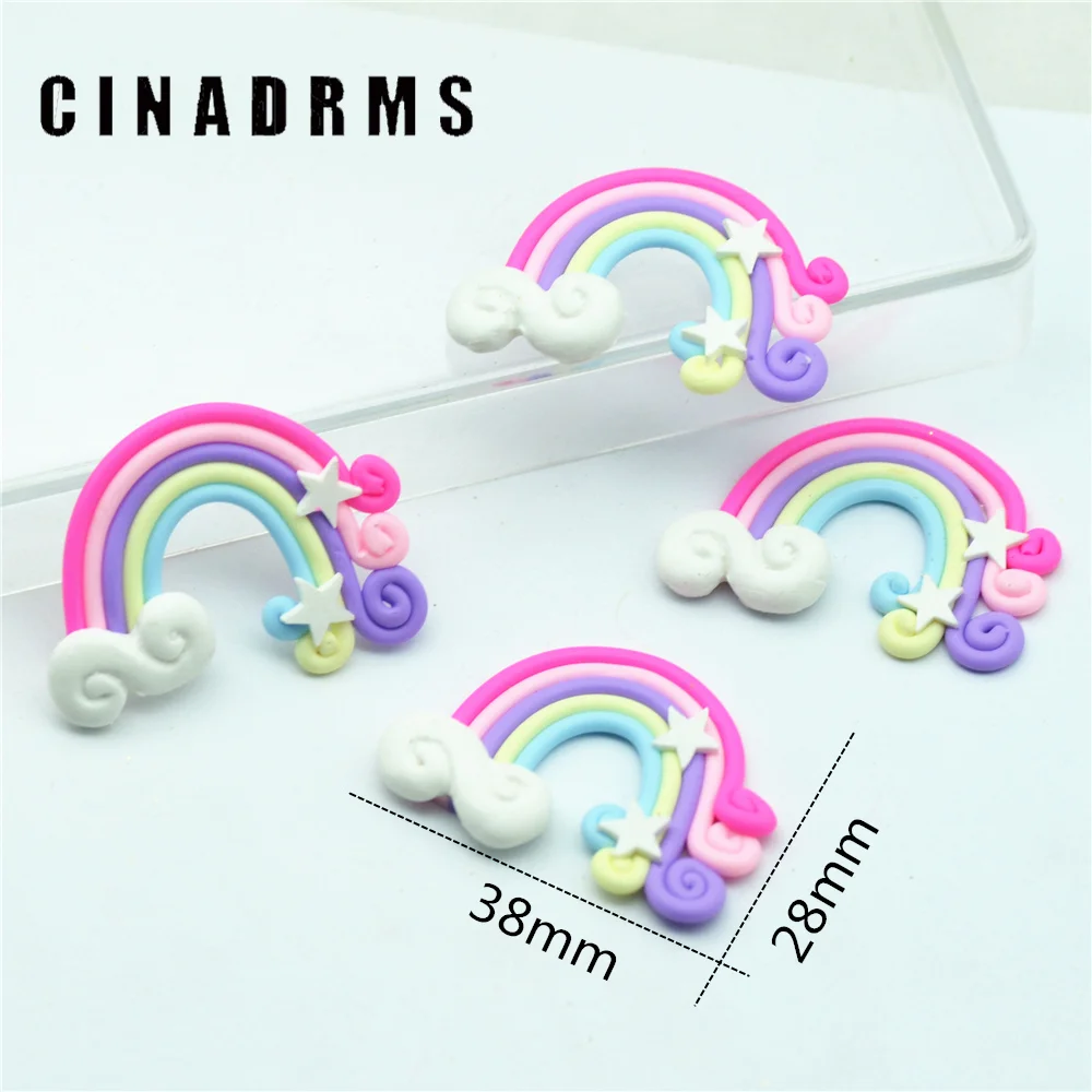 10PCS 28mmX38mm Tiny Cute Polymer Clay RainbowFIMO Clay Rainbow
