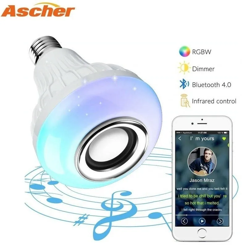 E27 Bluetooth Music Lamp Smart RGB RGBW Wireless Speaker Bulb 220V 12W LED Light Player Dimmable Audio 24 Keys Remote Controller E27 Bluetooth Music Lamp Smart RGB RGBW Wireless Speaker Bulb 220V 12W LED Light Player Dimmable Audio 24 Keys Remote Controller