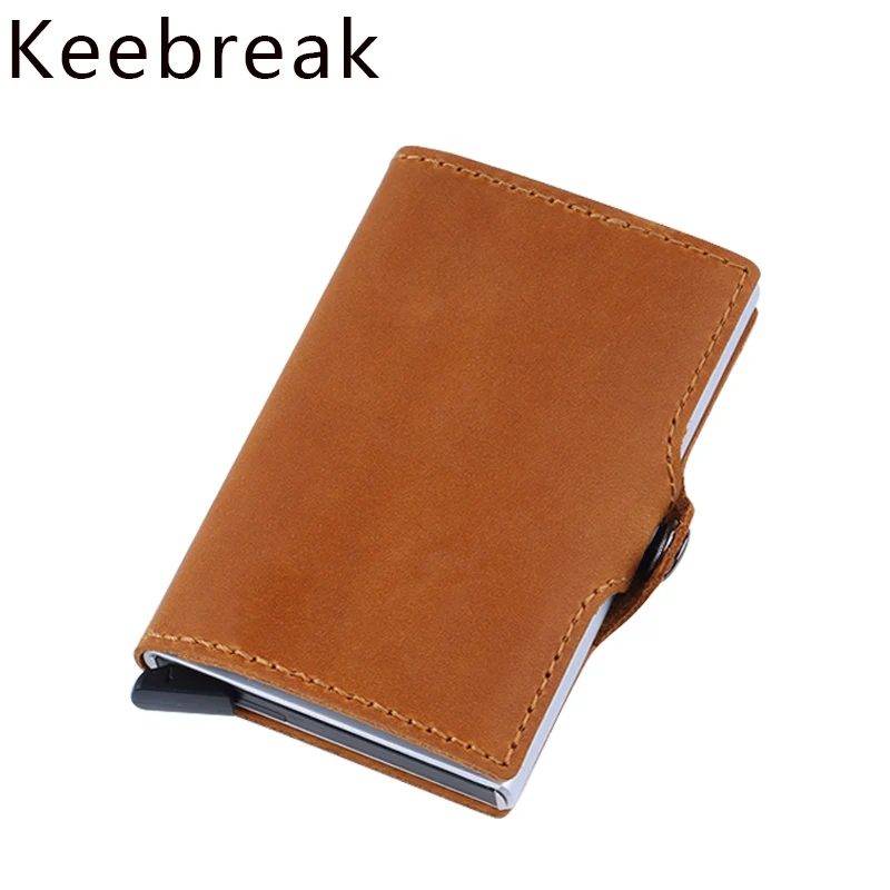 

Genuine Leather Metal Small Men Wallet Anti Rfid Blocking Aluminium Credit Card Holder Purse Male Slim Mini Pocket Wallet Vallet