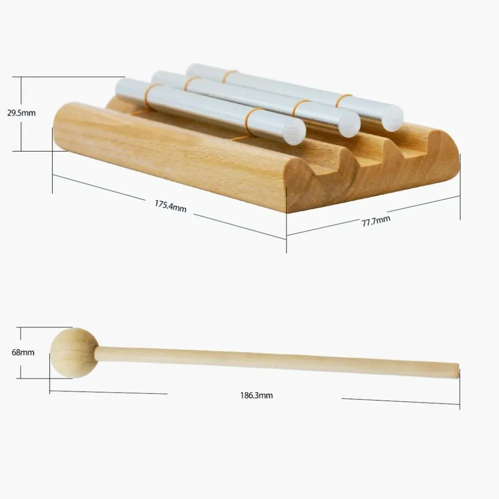 1 шт. деревянная перкуссия три бар Chime перкуссия 3 тонер Музыкальные инструменты с деревянная перкуссия молоток
