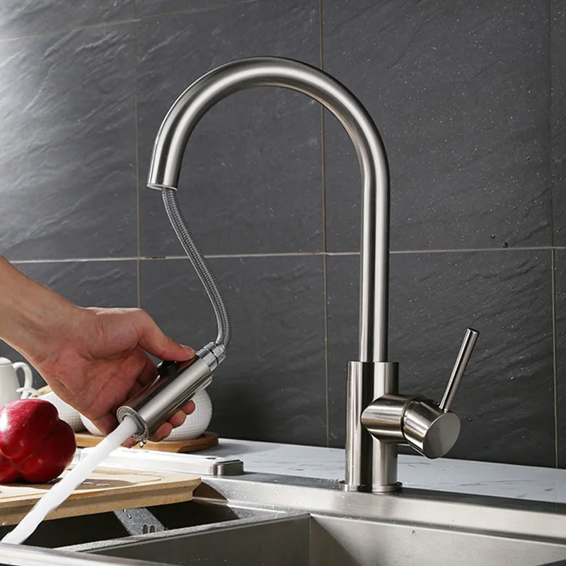 

sink dish cold and hot leading scalable smoked pull OUT type rotating flower is aspersed double function kitchen sink faucet