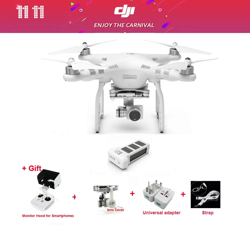 Freeshipping DJI Phantom 3 Advanced Drone With 2 Battery With HD 1080p Camera And 3 Axis Gimbal Rc Helicopter