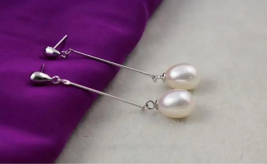 9-9.5mm natural White Pearl Drop Silver Earrings Fashion pearl | Украшения и аксессуары