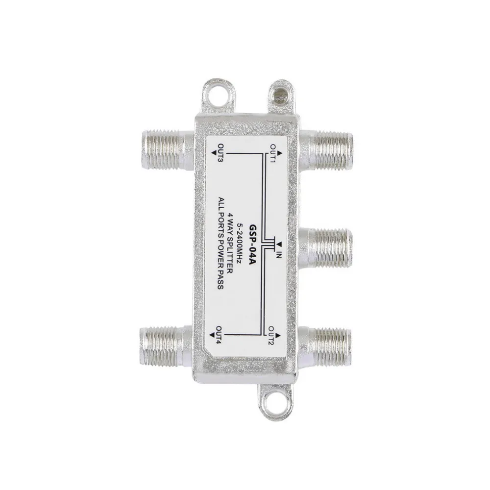 4 Way Satellite/Antenna/Cable TV Splitter Distributor 5-2400MHz F Type SP-04  Wholesale dropshipping Splitter Home Tv Equipments box stream