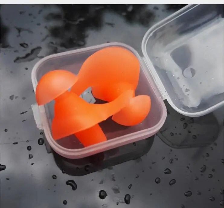 Новые спиральные беруши из силикагеля, портативная коробка для путешествий, для сна, для предотвращения шума, для плавания, водонепроницаемые беруши MR120 - Цвет: Оранжевый