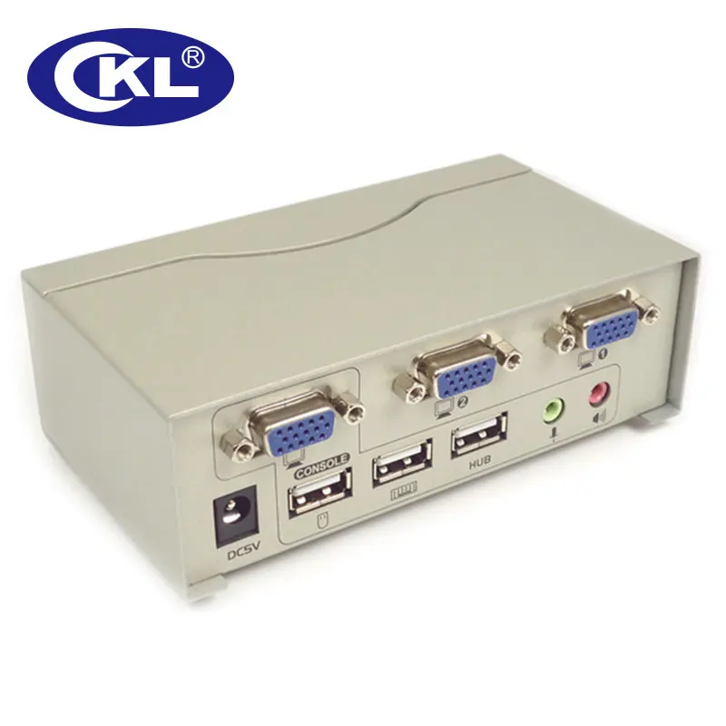 CKL 2 порта USB VGA KVM переключатель Поддержка аудио Автосканирование с кабелями ПК