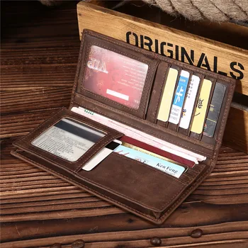 

Men's wallet first layer leather long wallets crazy horse leather clutch 8059