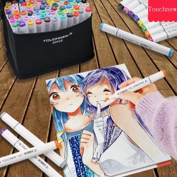 

TouchNew Markers 24/48/60/80Color Sketch Art Marker Pen Double Tips Alcoholic Pens For Artist Manga Markers Art Supplies School