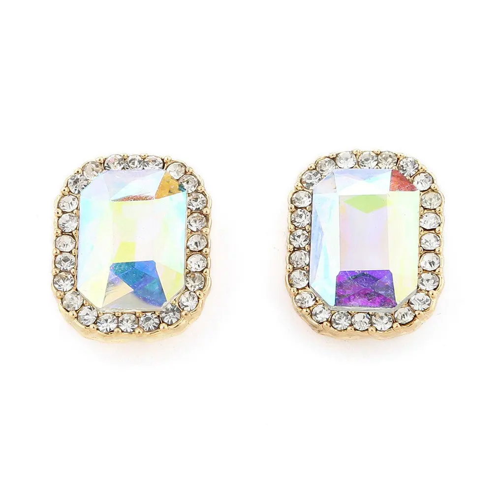

Square Female Eardrop Shiny Rhinestone Ear Stud Luxury Ear Pendants Charming Ladies Earbob Party Accessories