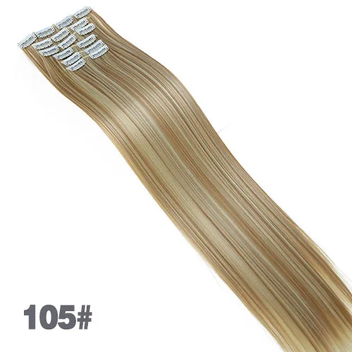 Jinkaili 12 цветов, 2" 16 заколки для волос на заколках длинные прямые синтетические волосы черный светлые шиньоны 6 шт./компл. Жаростойкие накладные - Цвет: 105