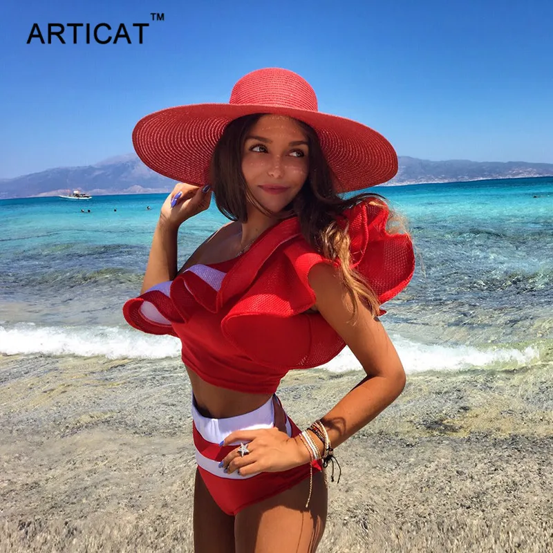 Articat الكشكشة المحاصيل أعلى قطعتين مجموعة بذلة رومبير النساء مثير نادي ارتداءها الصيف قبالة الكتف شاطئ Playsuit وزرة