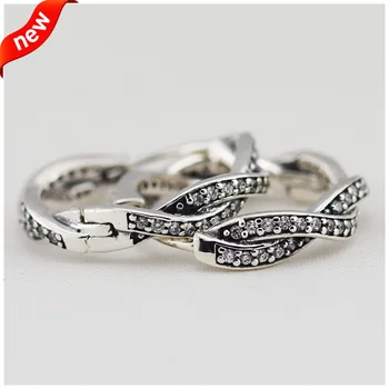 

Braided Hoop Earrings with Clear Cubic Zirconia 100% 925 Sterling-Silver-Jewelry Free Shipping